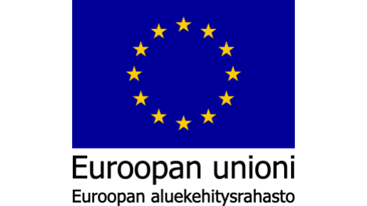 EU-lippu, jonka alla lukee Euroopan unioni, Euroopan aluekehitysrahasto.