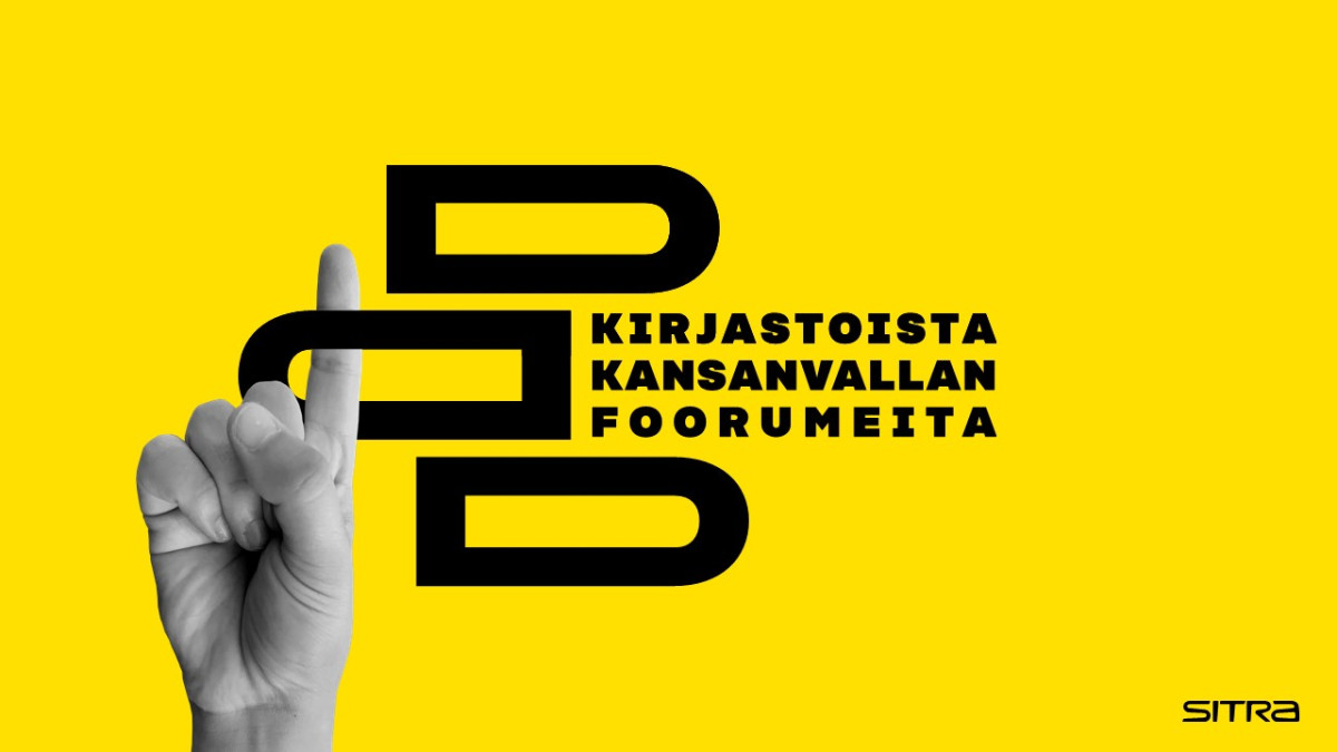 Kirjastoista kansanvallan foorumeita -hankekokonaisuuden logo.