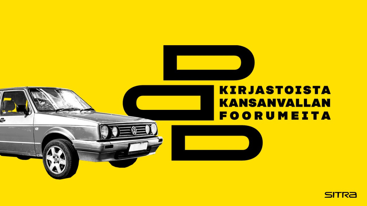Kirjastoista kansanvallan foorumeita -hankkeen logo.