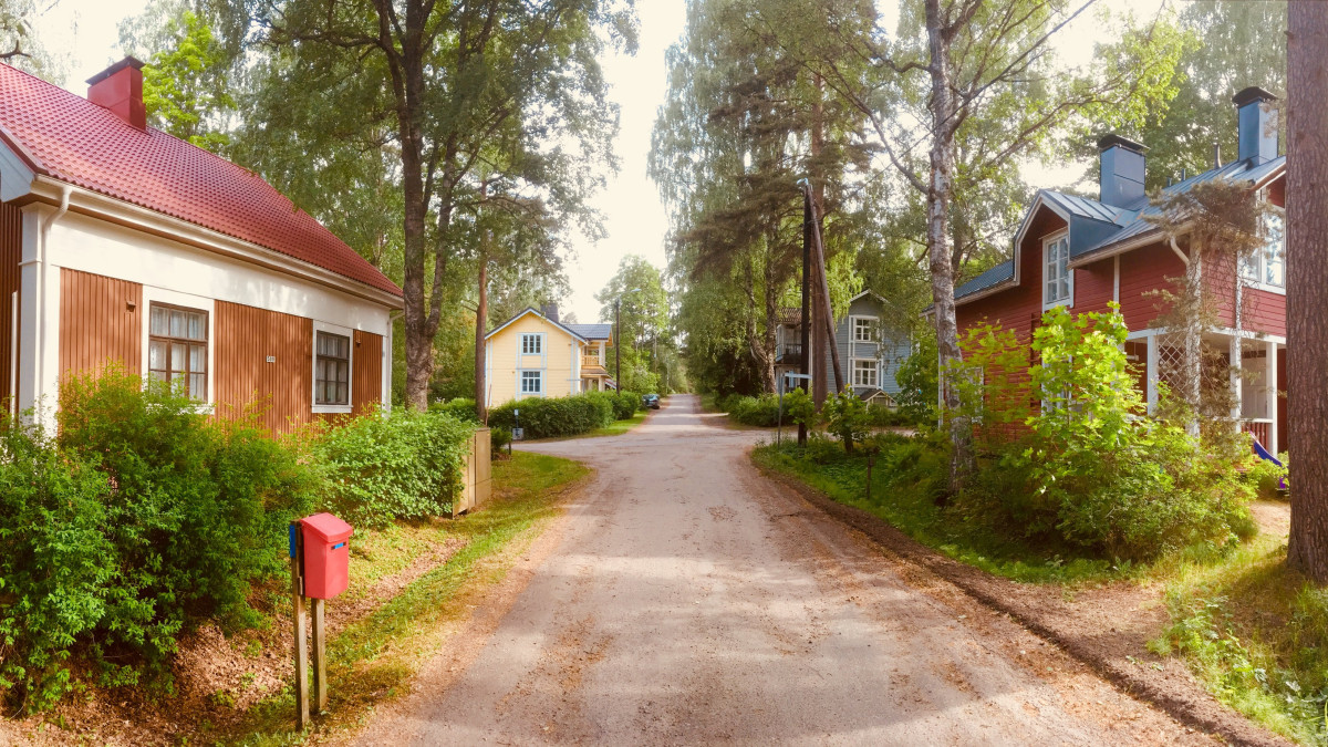 residential street and old houses