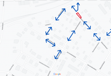 Unusual traffic arrangements of the Ratavallinkaari on the map.