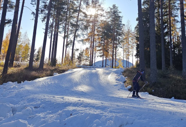 A skier on a first snow slope.