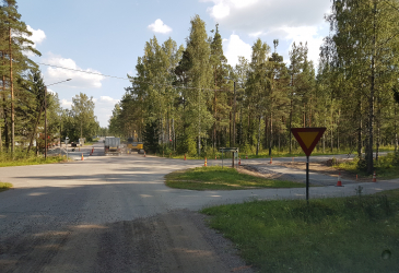 Construction site at the intersection of Lättäläntie, Vuoksenniskantie and Kaukopääntie