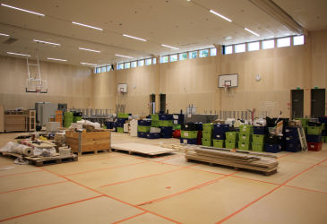 The gyms are starting to fill up with moving goods.