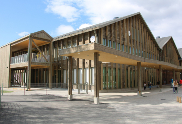 A wooden school building