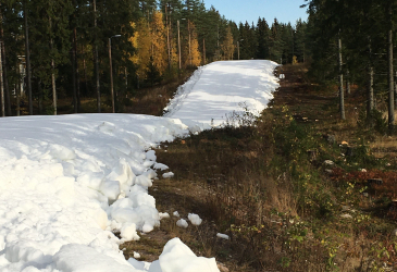 A picture of the first snow slope