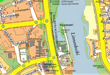 Karttakuva Imatran Mansikkalasta Tainionkoskentieltä.