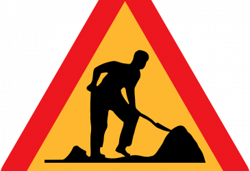 Road work road sign