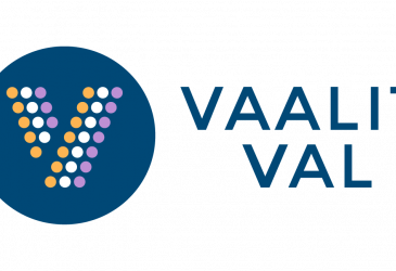 Vaalien V-kirjaimen muotoinen logo sekä teksti Vaalit ja Val.