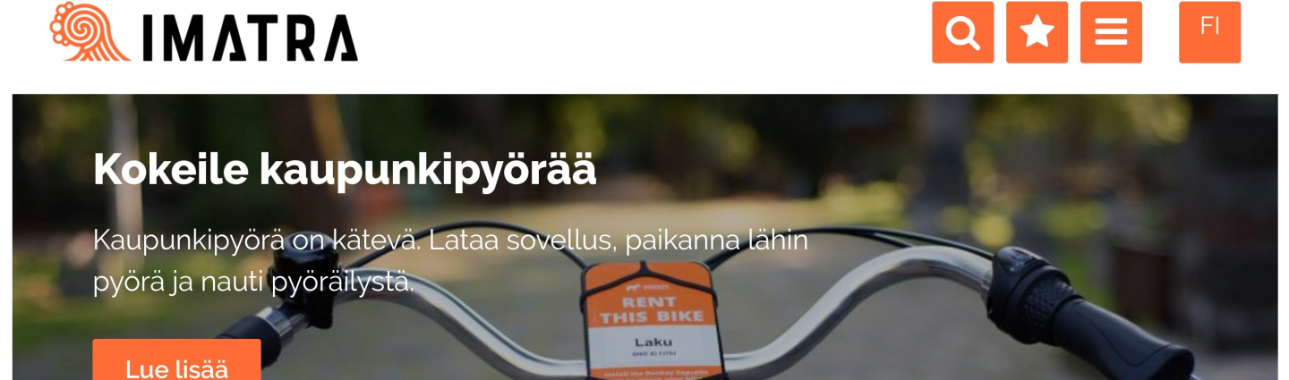 The front page of the city of Imatra's website