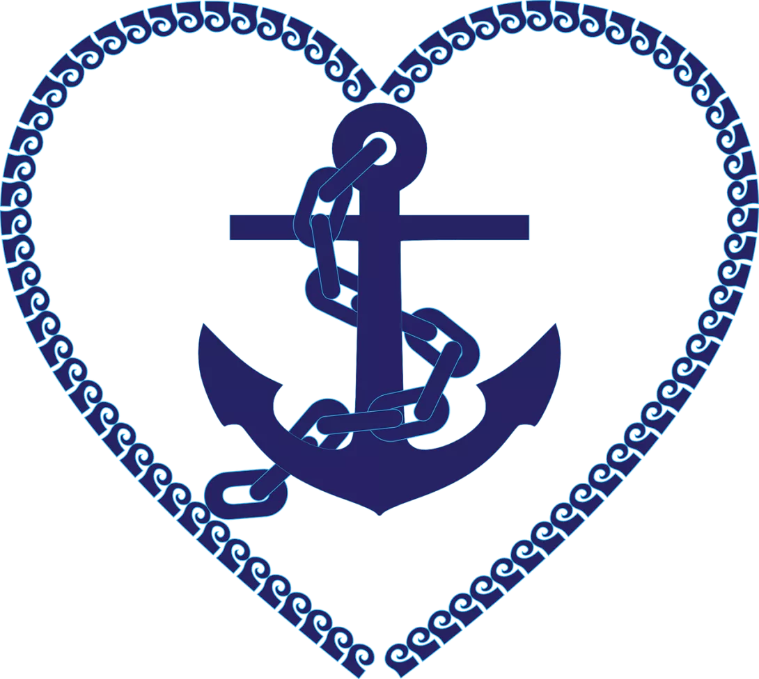 Love ship, anchor, heart