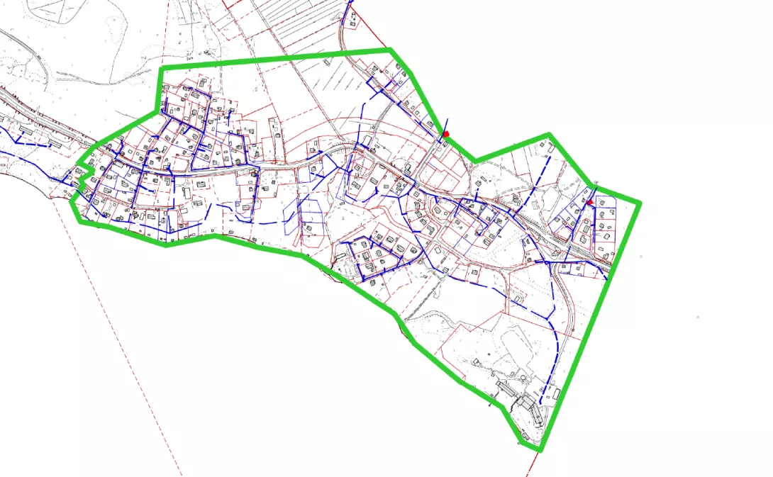 The area outlined in green on the map.
