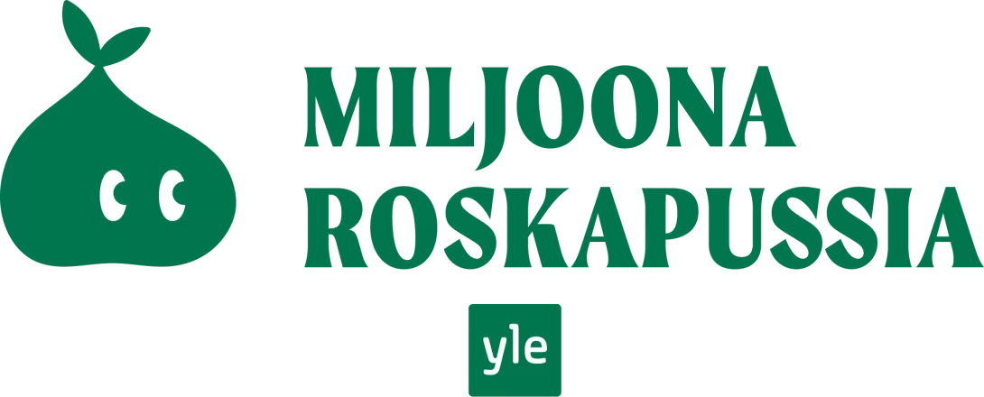 Green One million trash bags logo, Yle